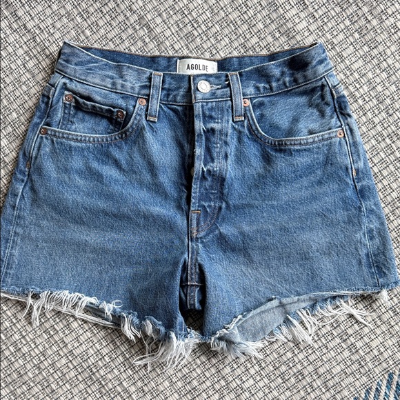 Agolde Pants - Agolde Distressed Blue Jean Shorts